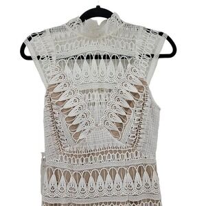 Ministry of Style LWD‎ Lace Overlay Illusion High Neck Dress Sz 4 Scallop Bridal